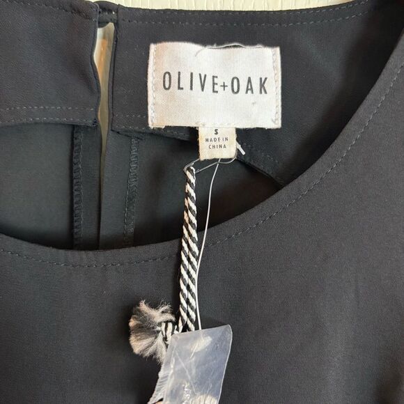 Olive + Oak Black Maxi Dress with Slit High Neck Overlay Open Back Cutout Small - Picture 6 of 12